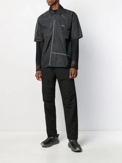 Shop A-cold-wall* Diagonal-piping Polo Shirt In Black