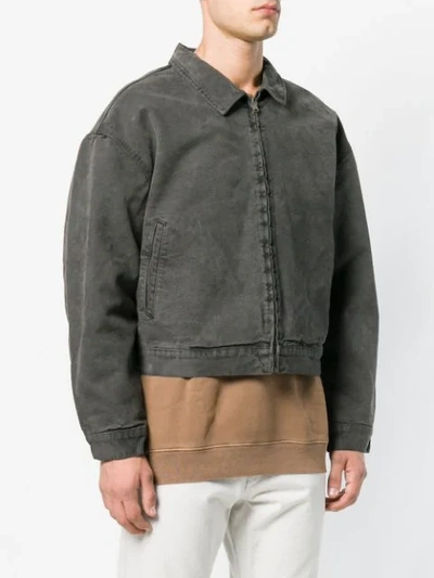 Shop Yeezy Zipped Bomber Jacket In Grey