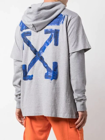 Shop Off-white Layered Style Hoodie T-shirt In Grey