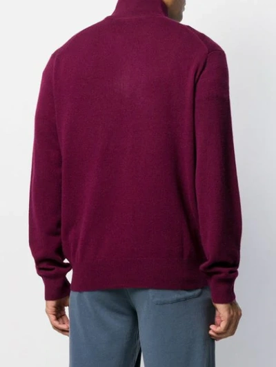 Shop Polo Ralph Lauren Embroidered Knit Funnel-neck Sweater In Red