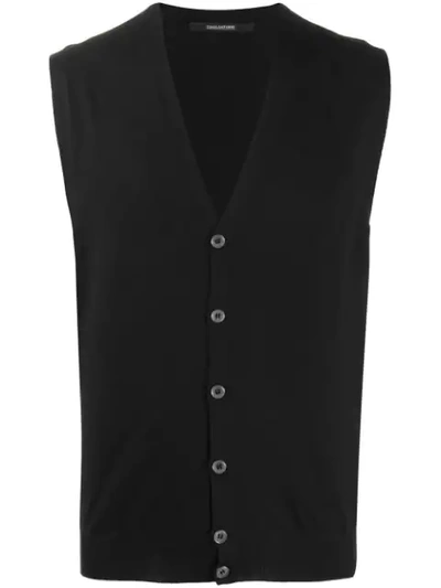Shop Tagliatore Waistcoat Cardigan In Black
