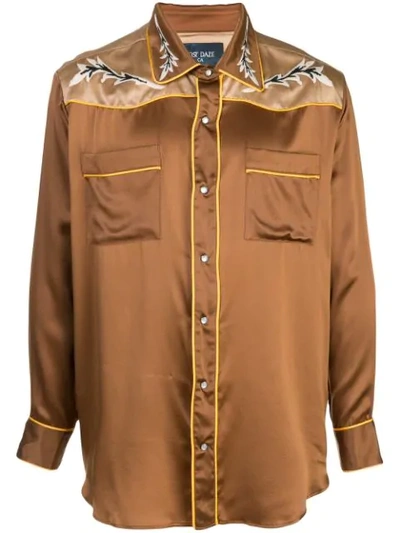 Shop Lost Daze Western Loose-fit Silk Shirt In Brown