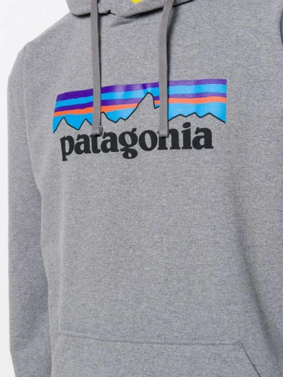 Shop Patagonia Logo Print Hoodie In Grey