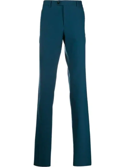 Shop Etro Fitted Tailored Trousers In Blue