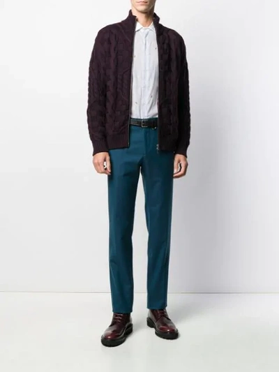 Shop Etro Fitted Tailored Trousers In Blue