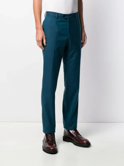 Shop Etro Fitted Tailored Trousers In Blue