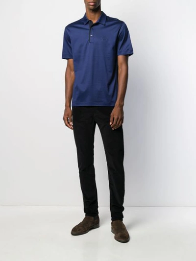 Shop Canali Polo Shirt In Blue
