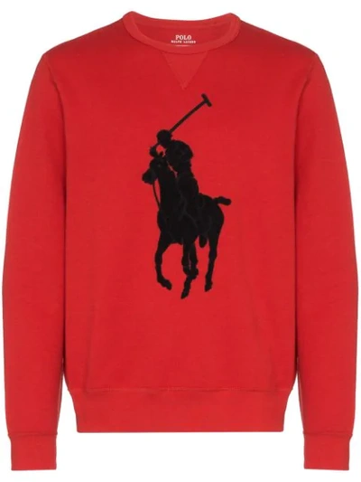 Shop Polo Ralph Lauren Logo Appliqué Sweatshirt In Red