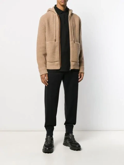 Shop Ermenegildo Zegna Chunky Knit Hoodie In Brown