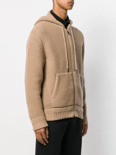 Shop Ermenegildo Zegna Chunky Knit Hoodie In Brown