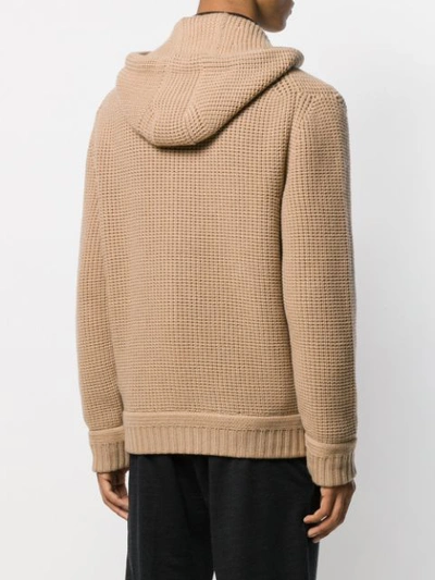 Shop Ermenegildo Zegna Chunky Knit Hoodie In Brown