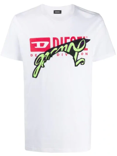 Shop Diesel Covered Logo Print T-shirt In White