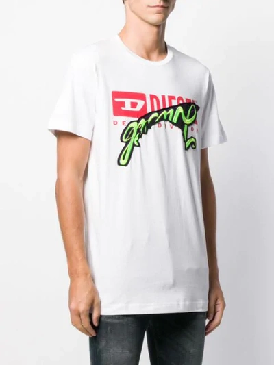 Shop Diesel Covered Logo Print T-shirt In White