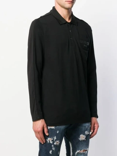 Shop Philipp Plein Long Sleeve Polo Shirt In Black