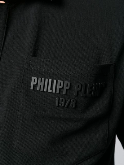 Shop Philipp Plein Long Sleeve Polo Shirt In Black