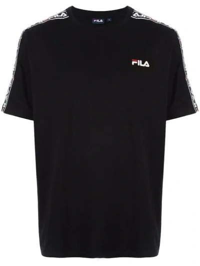 Shop Fila Logo Tape T-shirt In Black