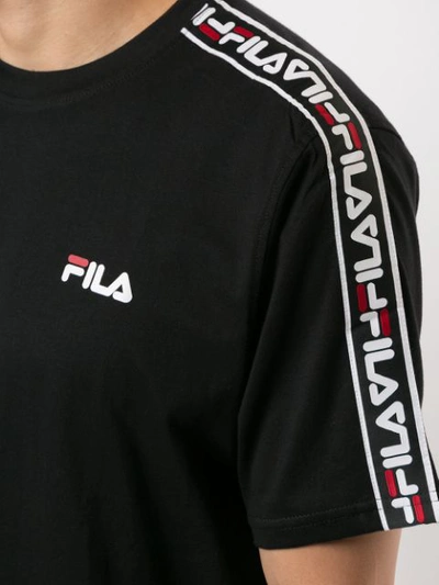 Shop Fila Logo Tape T-shirt In Black