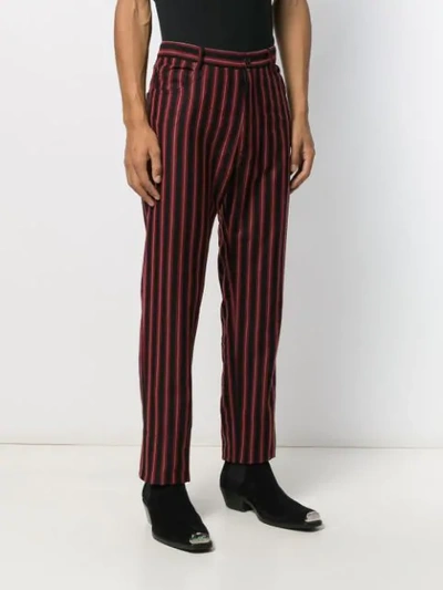Shop Ann Demeulemeester Straight Leg Striped Trousers In Black