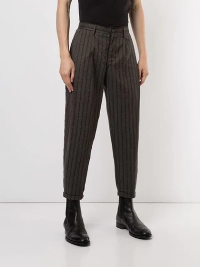Shop Ziggy Chen Striped Tapered Trousers In 04