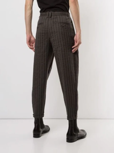 Shop Ziggy Chen Striped Tapered Trousers In 04