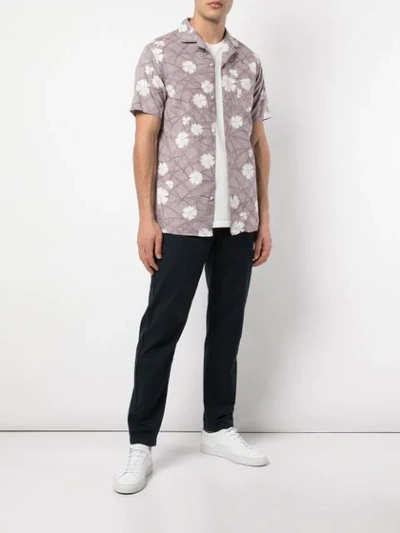 Shop Officine Generale Floral Printed Shirt In Purple ,white