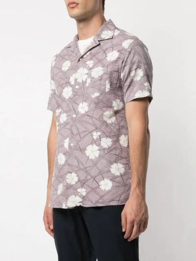 Shop Officine Generale Floral Printed Shirt In Purple ,white