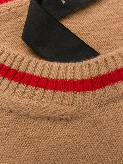 Shop N°21 Logo Ribbed Crew Neck Jumper In Brown