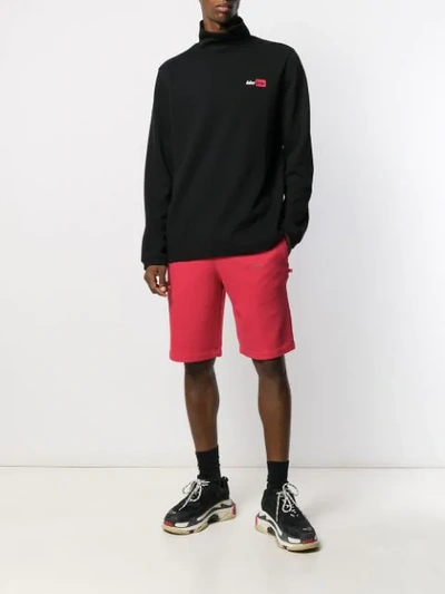 Shop Off-white Unfinished Running Shorts In Red