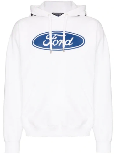 Shop Versace X Ford Logo Print Hoodie In White