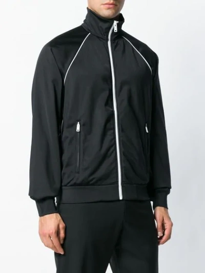 Shop Prada Zipped Track Jacket In Black