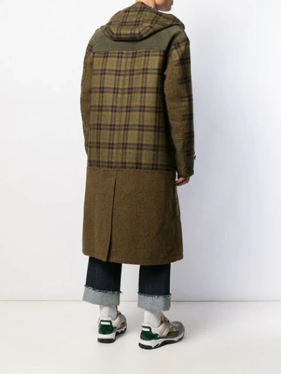 Shop Junya Watanabe Oversized Plaid Parka Coat In Brown