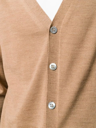 Shop Canali Button Down Cardigan In Brown