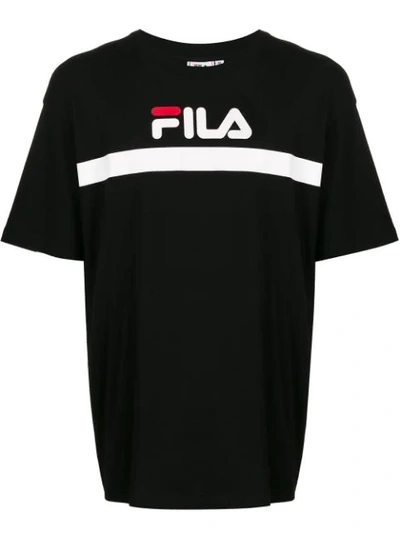 Shop Fila Relaxed-fit Logo Print T-shirt In Black