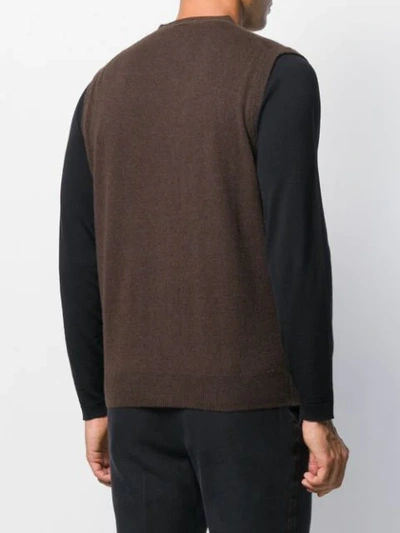 Shop Dell'oglio Sleeveless Cardigan In Brown