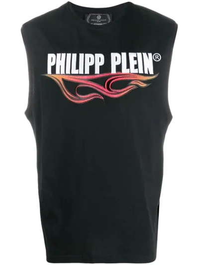 Shop Philipp Plein Flame Tank Top In Black