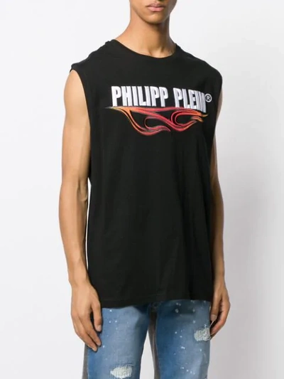 Shop Philipp Plein Flame Tank Top In Black