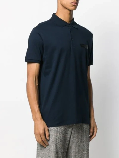 Shop Karl Lagerfeld Logo Patch Polo Shirt In Blue