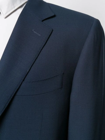 Shop Canali Fitted Fine Knit Blazer In Blue