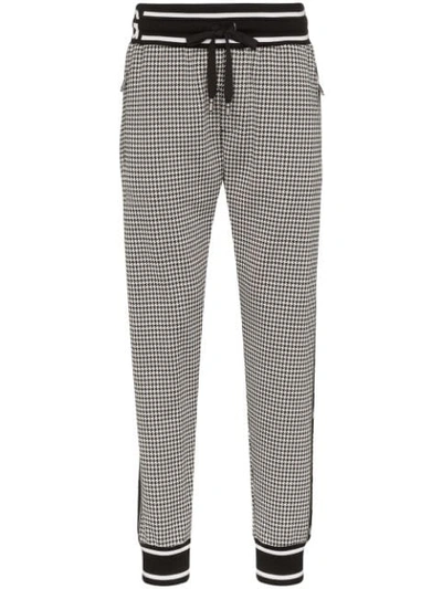 Shop Dolce & Gabbana Houndstooth Check Jogging Trousers In Grey