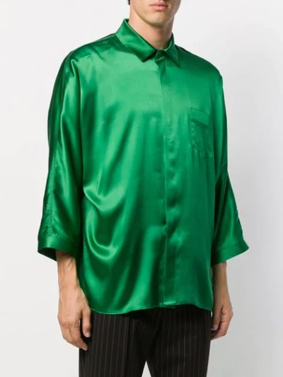 Shop Styland Cropped Sleeve Shirt In Green