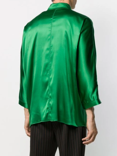 Shop Styland Cropped Sleeve Shirt In Green