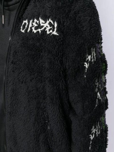 Shop Diesel Zip-front Fleece Sweatshirt In Black