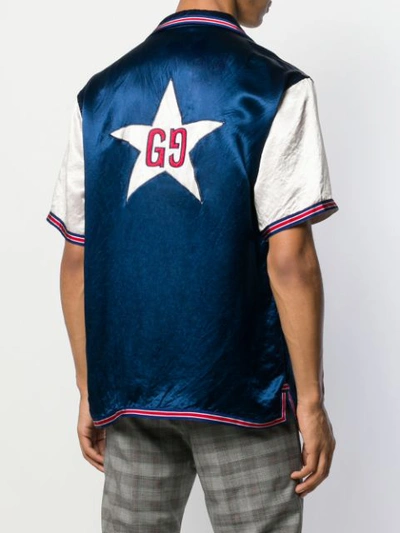 Shop Gucci Gg Star Bowling Shirt In Blue
