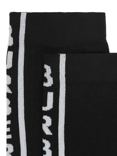 Shop Burberry Logo Intarsia Cotton Blend Socks In Black