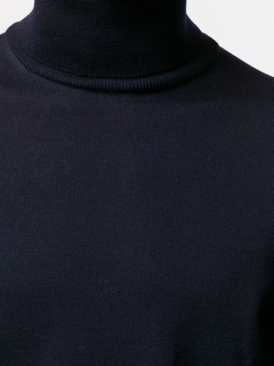 Shop Zanone Roll-neck Fitted Sweater In Blue