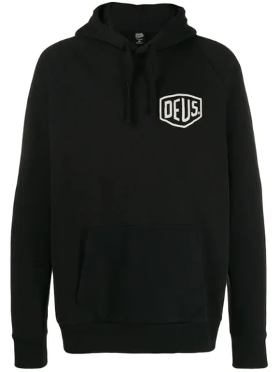 Shop Deus Ex Machina Logo Print Hoodie In Black