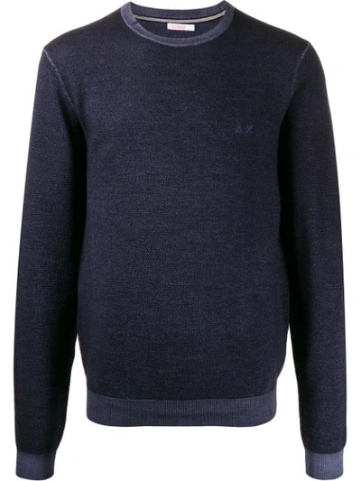 Shop Sun 68 Round Neck Jumper In Blue