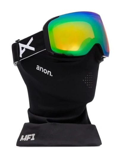 Shop Anon N2 Mfi Ski Goggles In Black/sonargreen