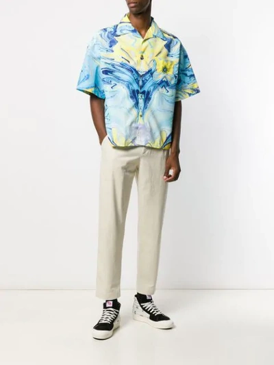Shop Domenico Formichetti Rorshach Marbled Paint Shirt In Blue