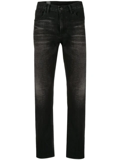 Shop Giorgio Armani Mid Rise Slim Fit Jeans In Grey